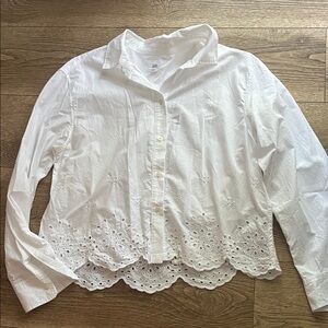 The Gap White Eyelet Button Down Shirt